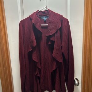 Karen Scott Burgundy Cardigan Sweater XL